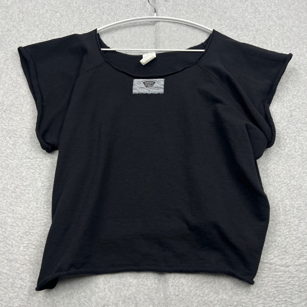 VTG Pro Performance Shirt Men's OS Black Bodybuilding Rag Top Raw Edge Wide Neck